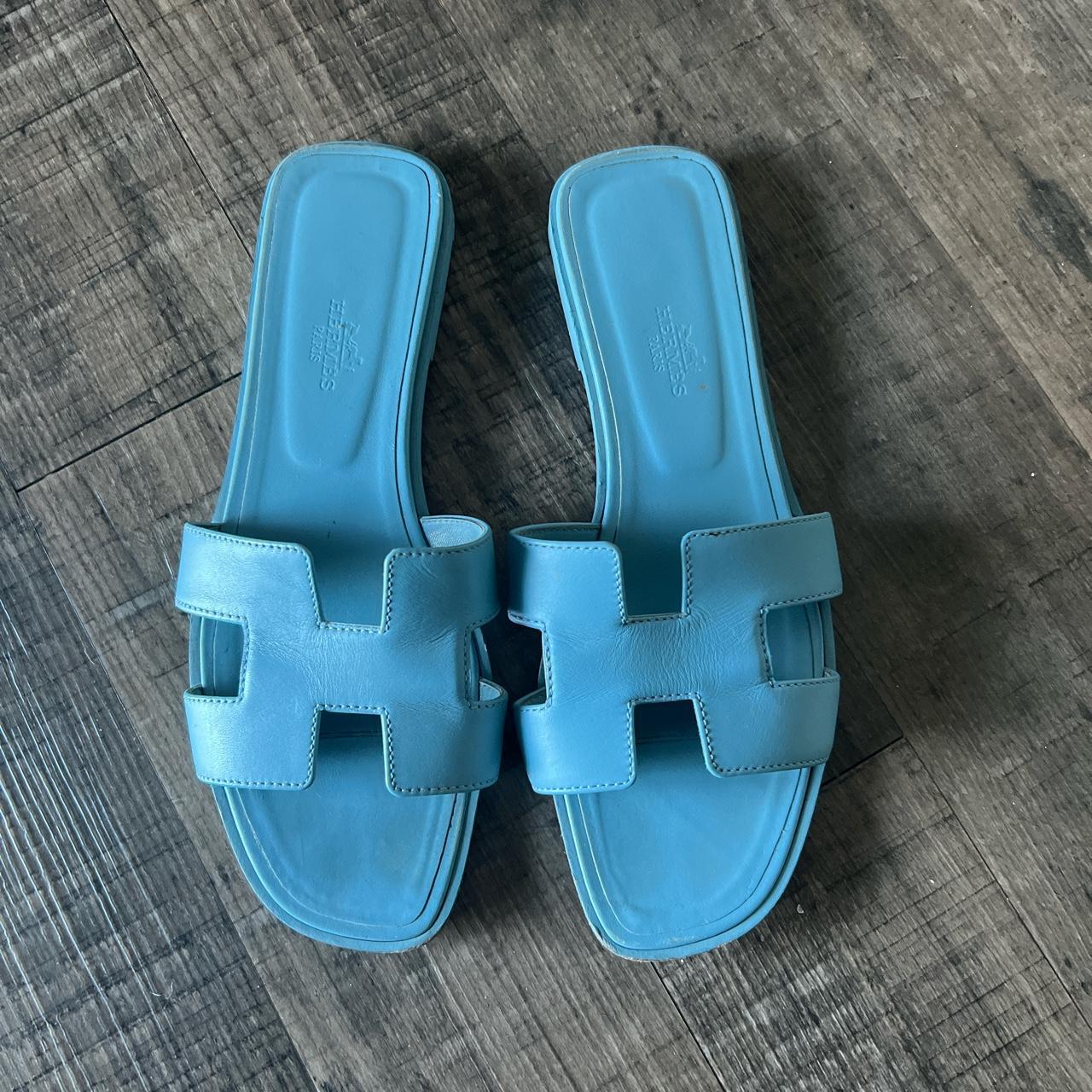 hermes oran sandals blue