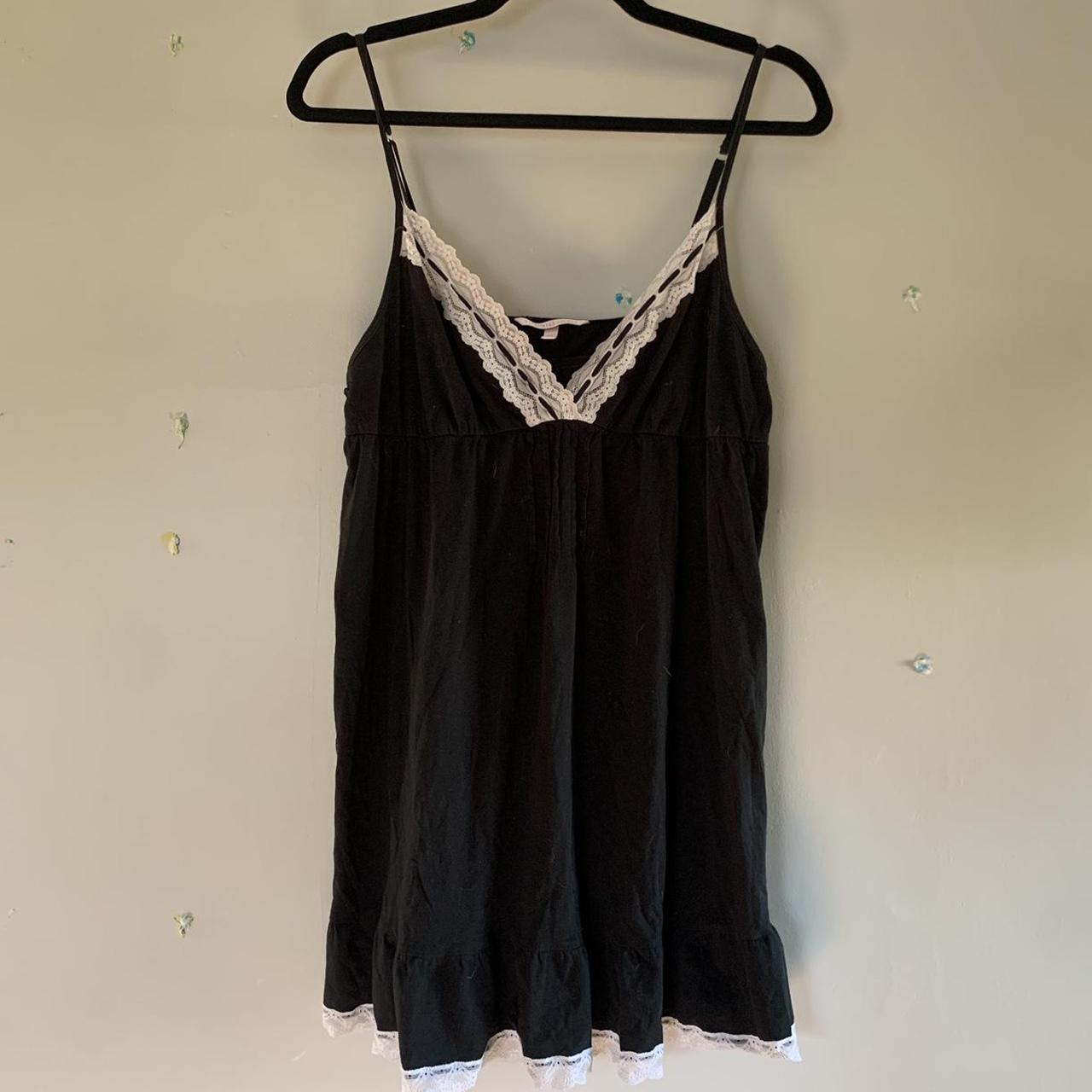 victoria s secret black and white lace trim babydoll Depop