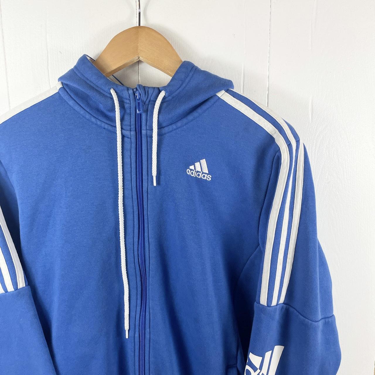 Adidas Men's Blue and White Hoodie | Depop