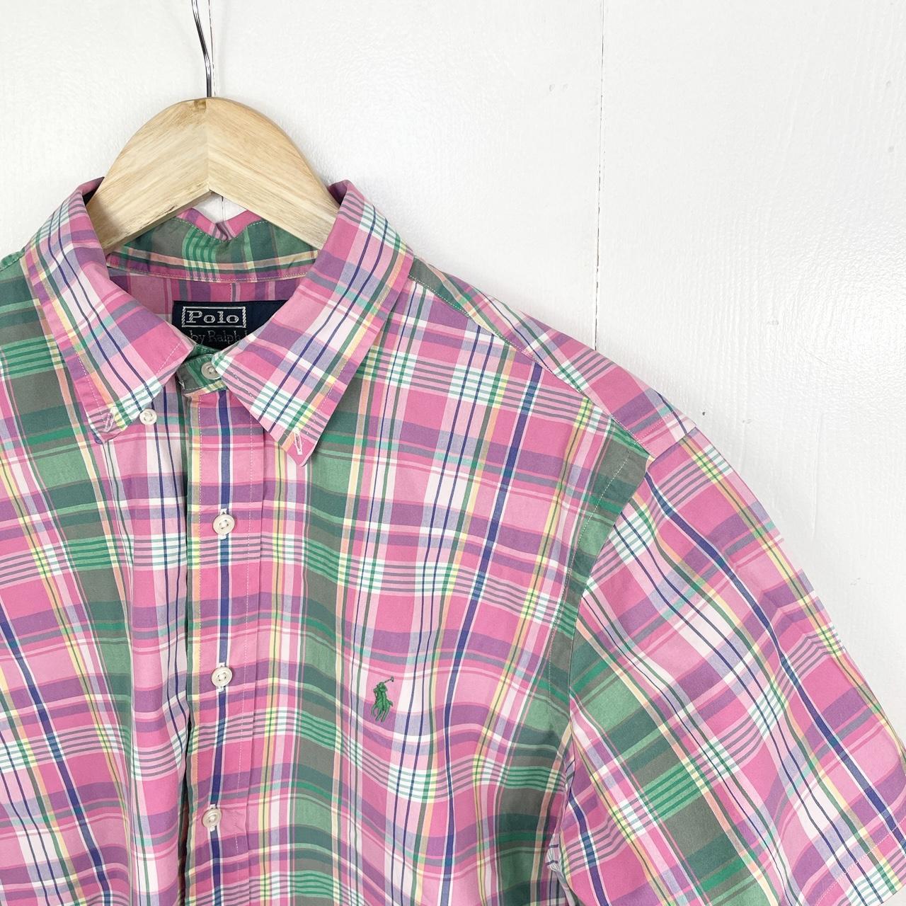 Polo Ralph Lauren Men's Pink and Green Shirt | Depop