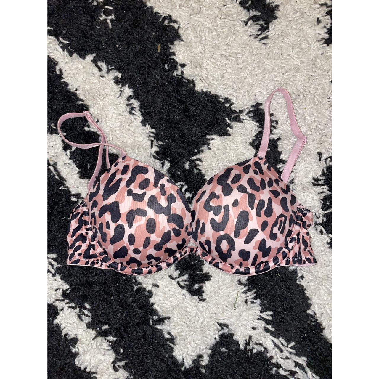 Victorias Secret Pink Leopard Push Up Bra Size 32c Depop