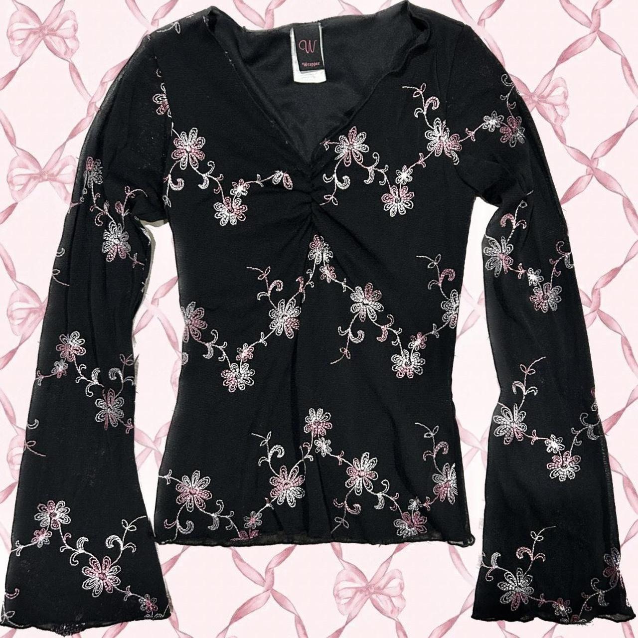 Women's Pink and Black Blouse