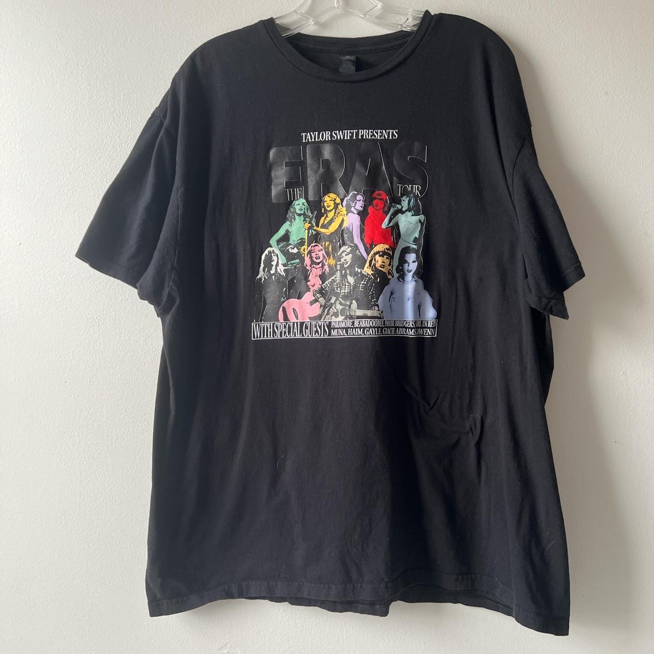 black eras tour t-shirt • size XXL 💚💛💜 ️🩵🖤🩷🩶🧡💙 - Depop