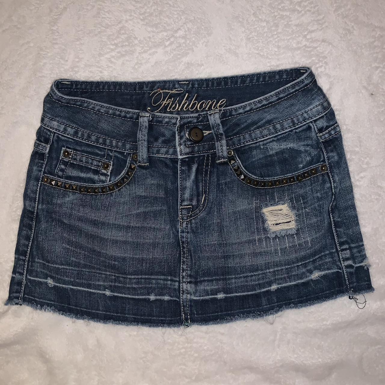 Light to dark wash jean micro mini skirt Has black... - Depop