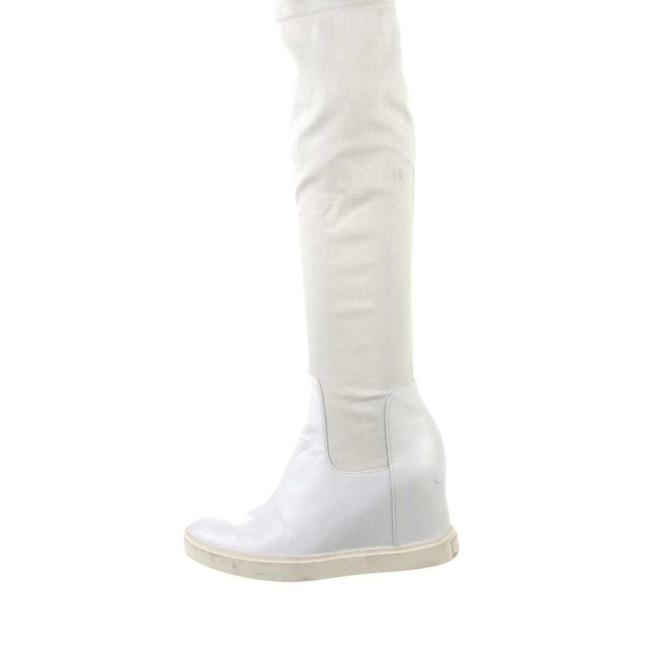 AGL Leather Over The Knee Boots White Rubber