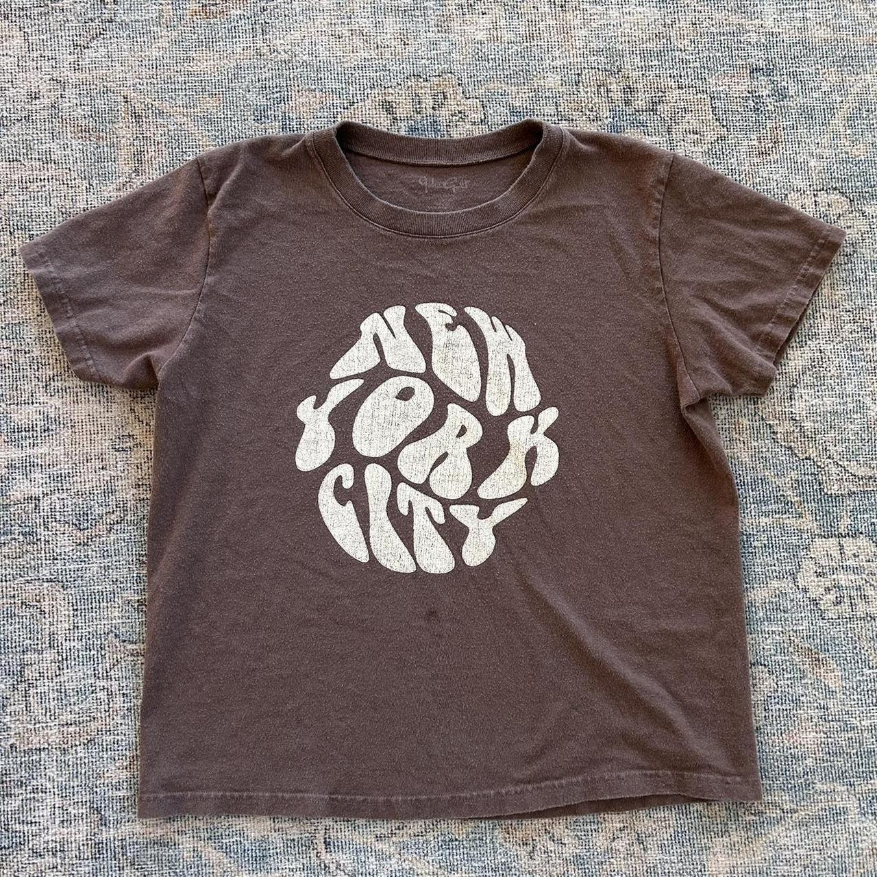 Brandy Melville New York City Graphic Brown Shirt I... Depop