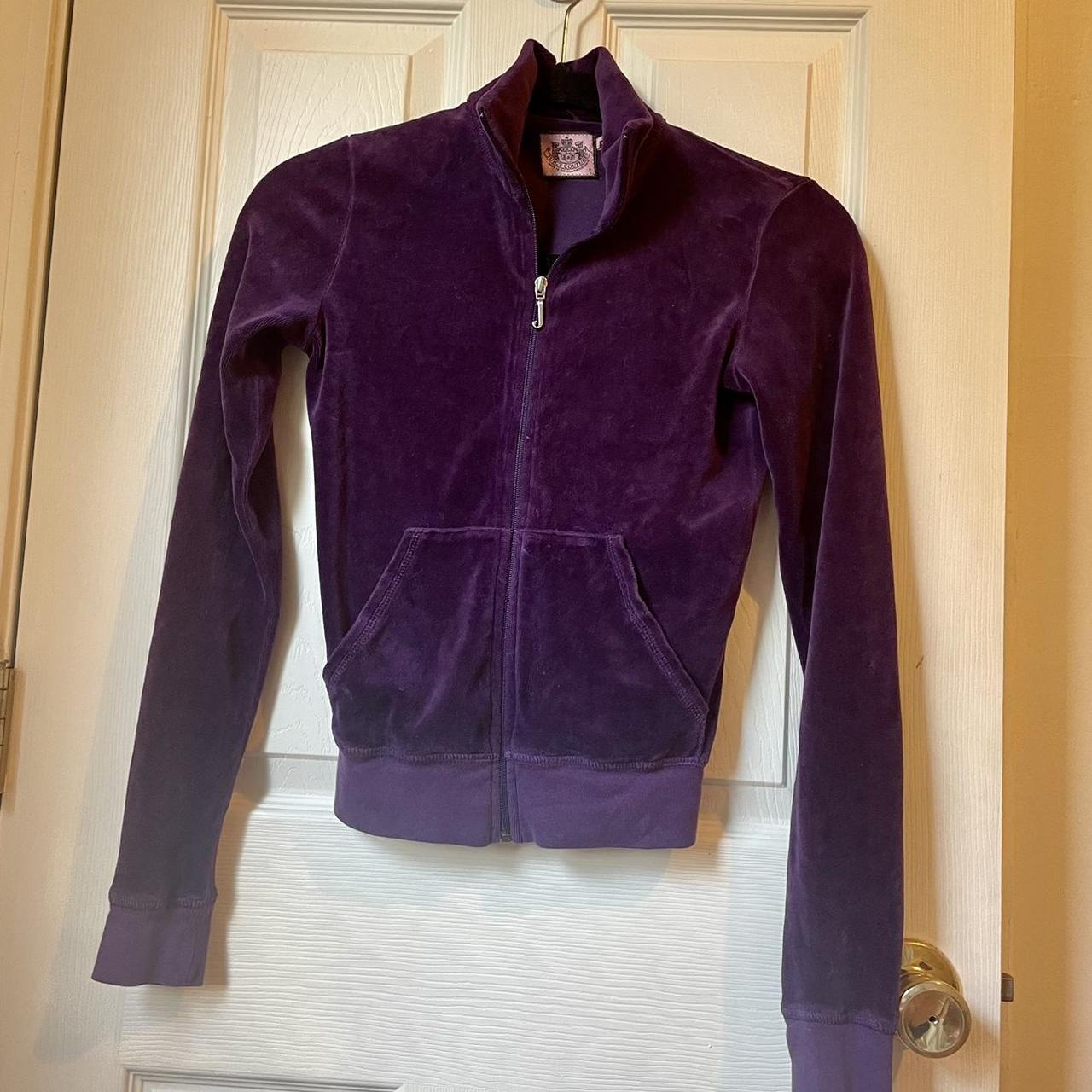 Juicy Couture dark purple velour jacket. Size P... - Depop