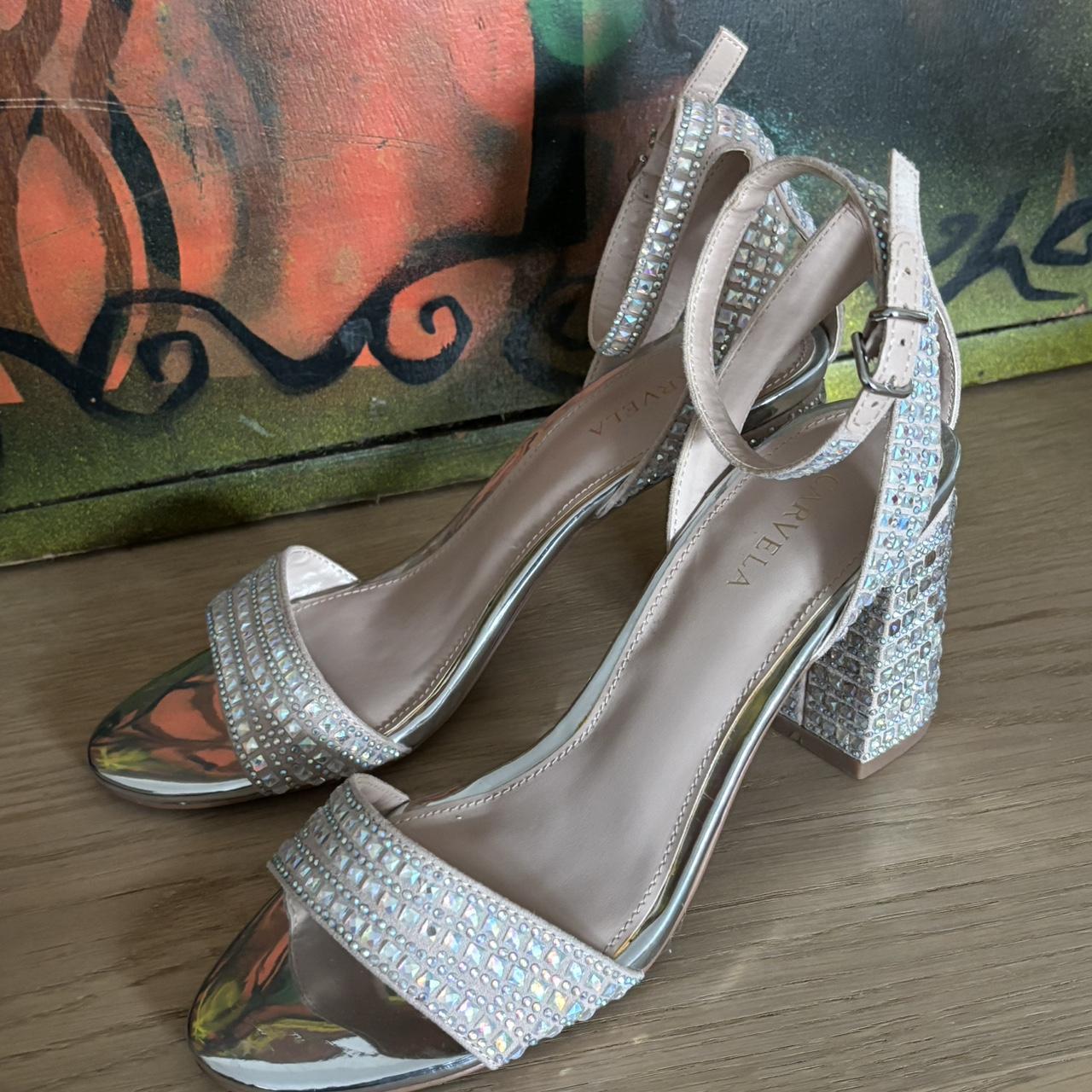 Carvela embellished heels Block heel Silver Worn... - Depop