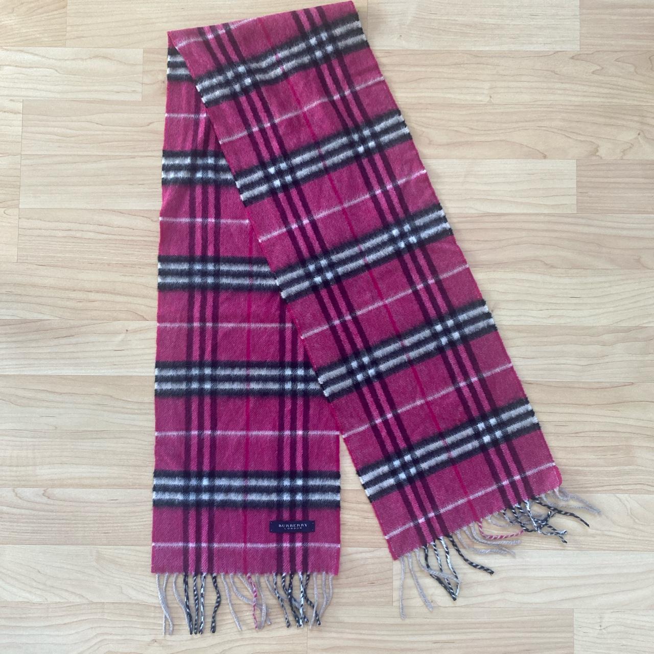 Vintage Pink Burberry Scarf Solid and Striped Depop