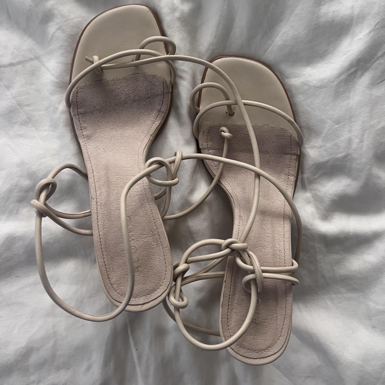 ALOHAS Grace Wrap Up Sandals Ivory US 39 8.5 Never worn - Depop