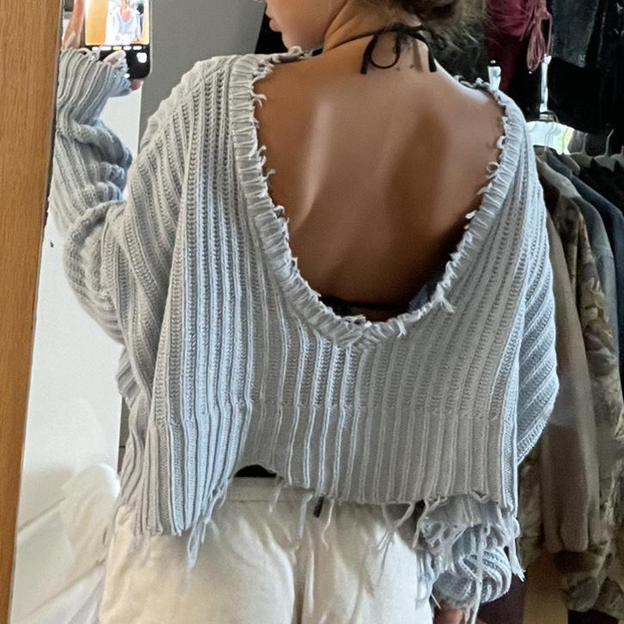 DO NOT BUY- ON HOLD RIPPED LIGHT BLUE SWEATER I... - Depop