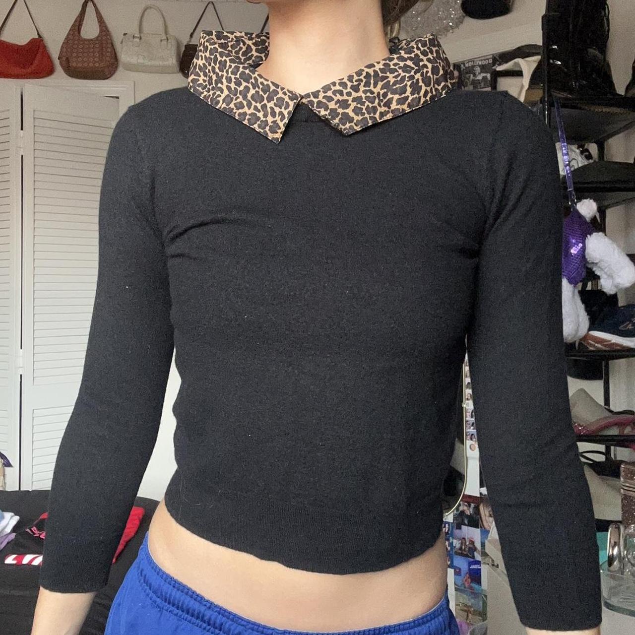 J.Crew Tippi Sweater with Leopard Collar Cute