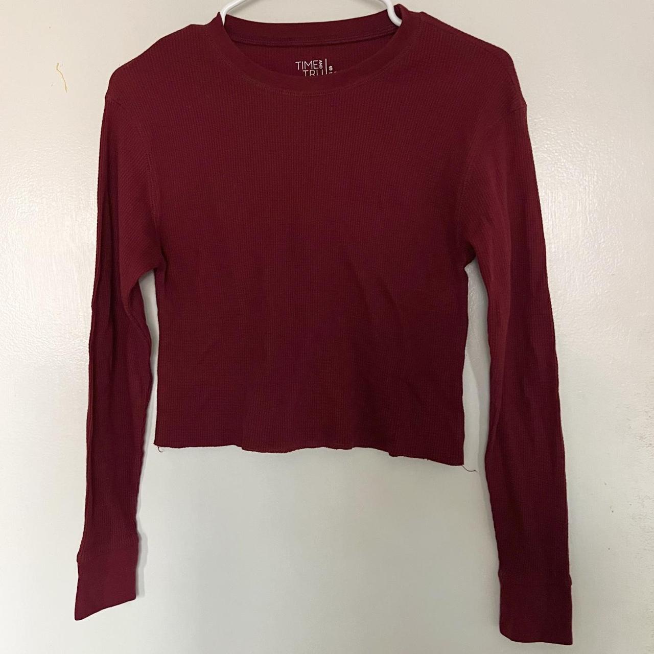 red waffle knit long sleeve tagged brandy - Main Image