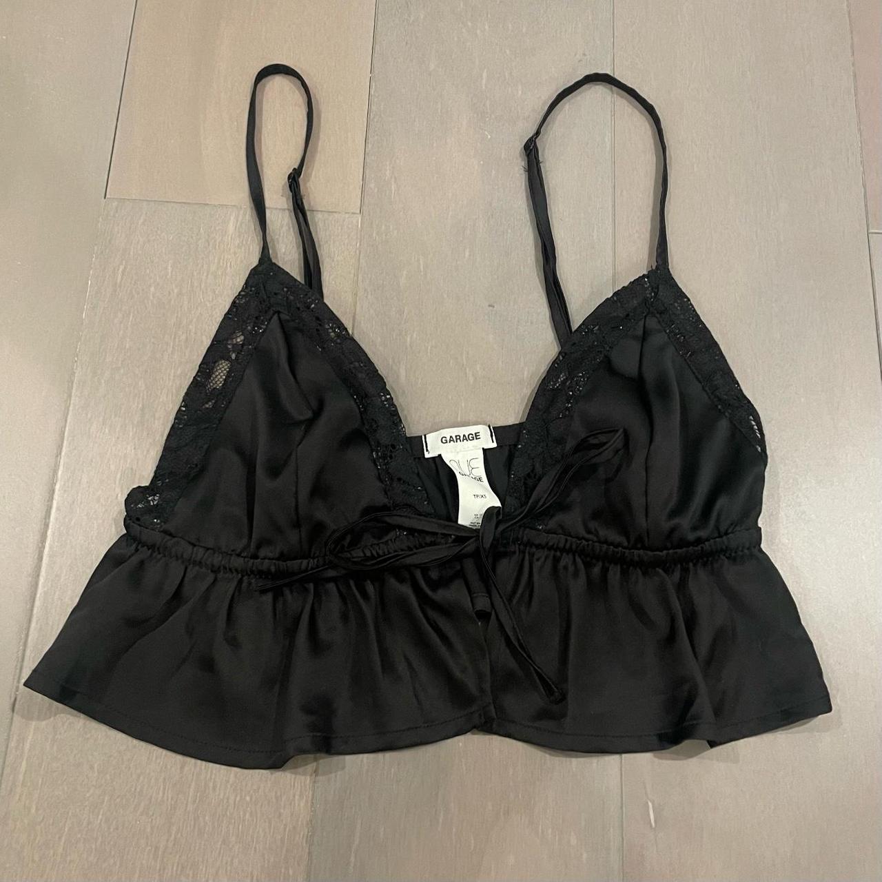 black satin lace bralette - size extra small - super... - Depop