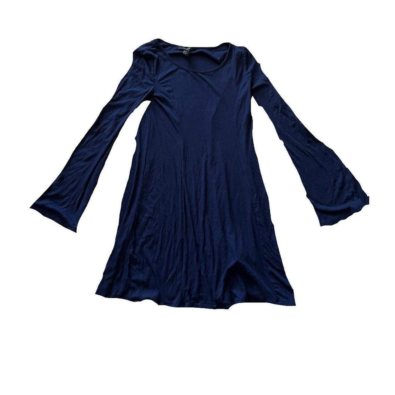 Navy Blue long bell sleeve mini dress. Very soft and... - Depop