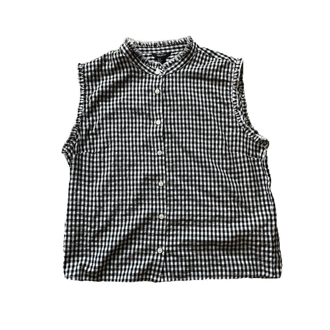 Black and White Gingham Sleeveless Top. Bought this... - Depop