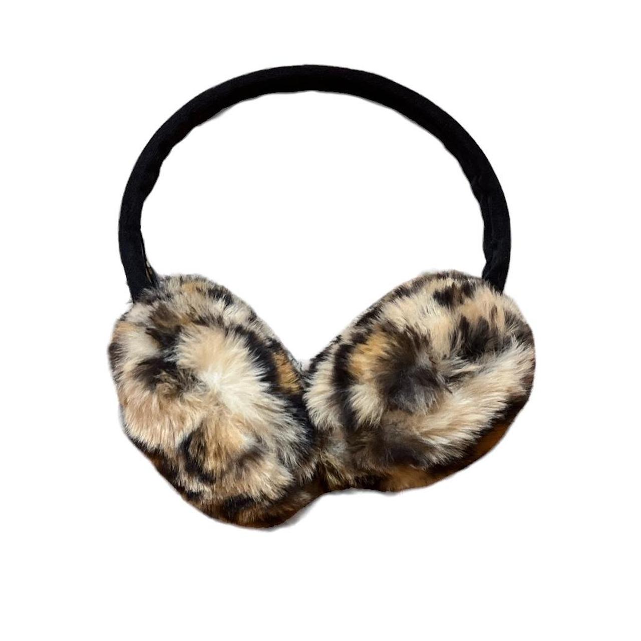 INC Y2K fuzzy cheetah print/leopard print earmuffs... - Depop