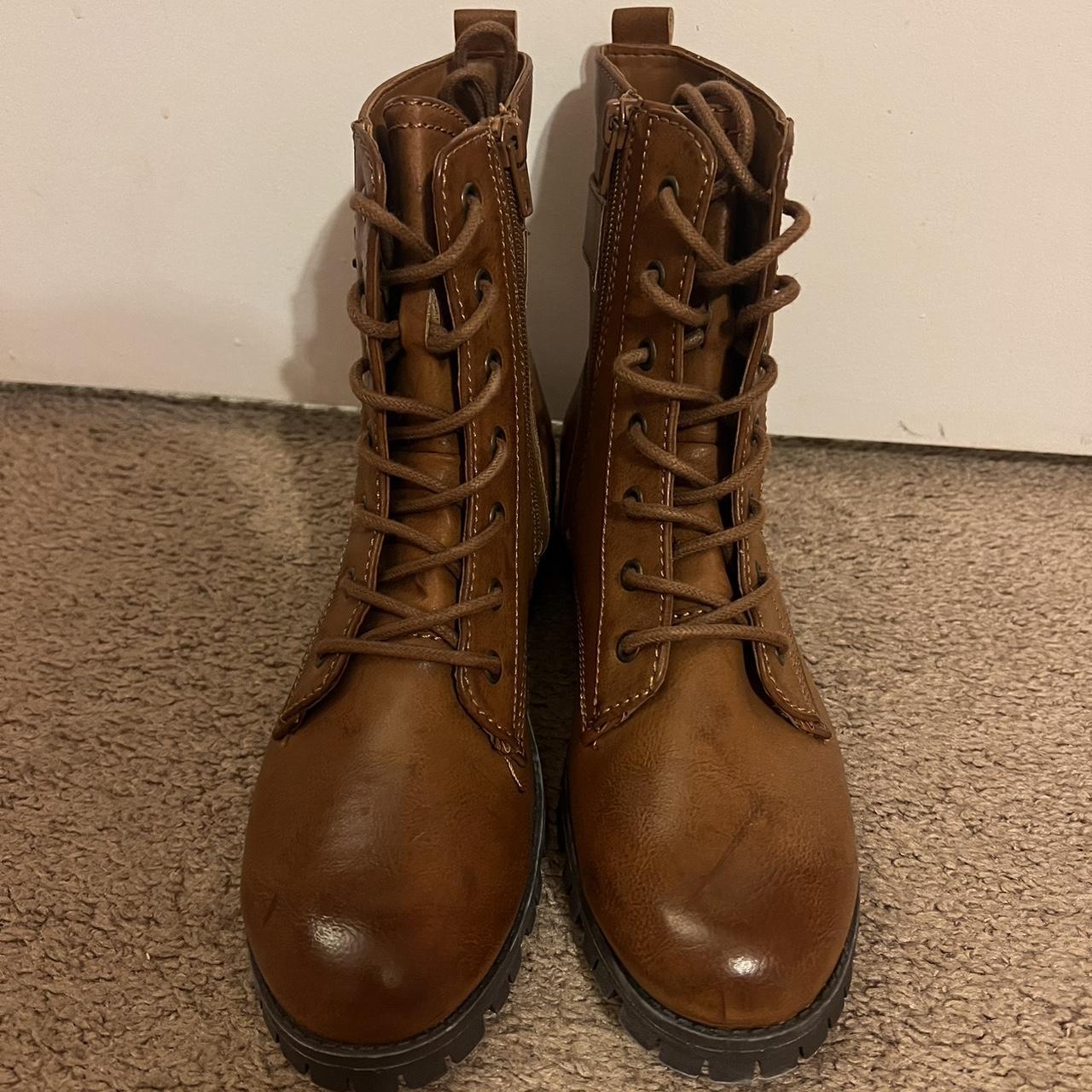 Brown combat boots. Only worn a few times, still in... Depop