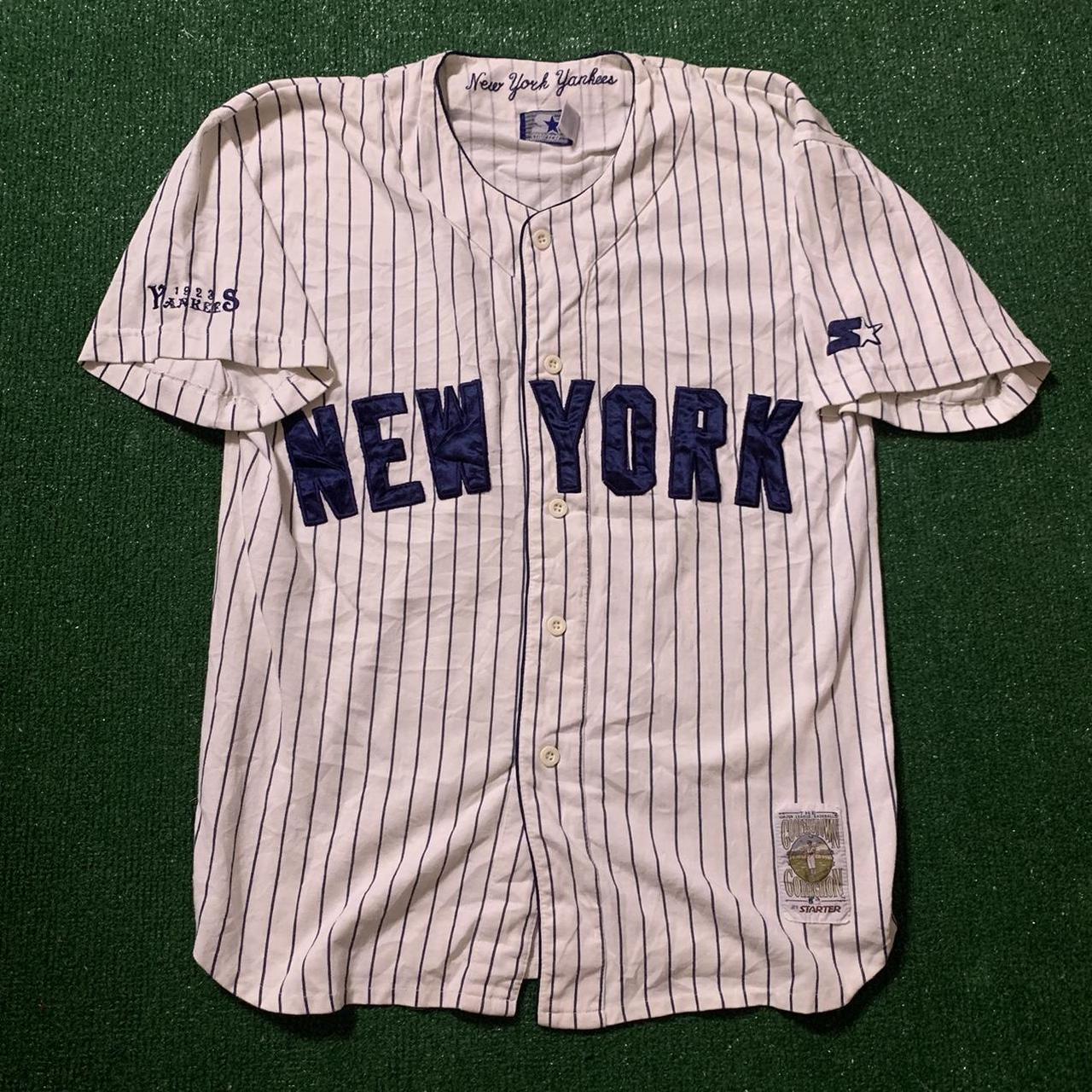 Vintage Yankees Starter Pinstripe Jersey Size... - Depop