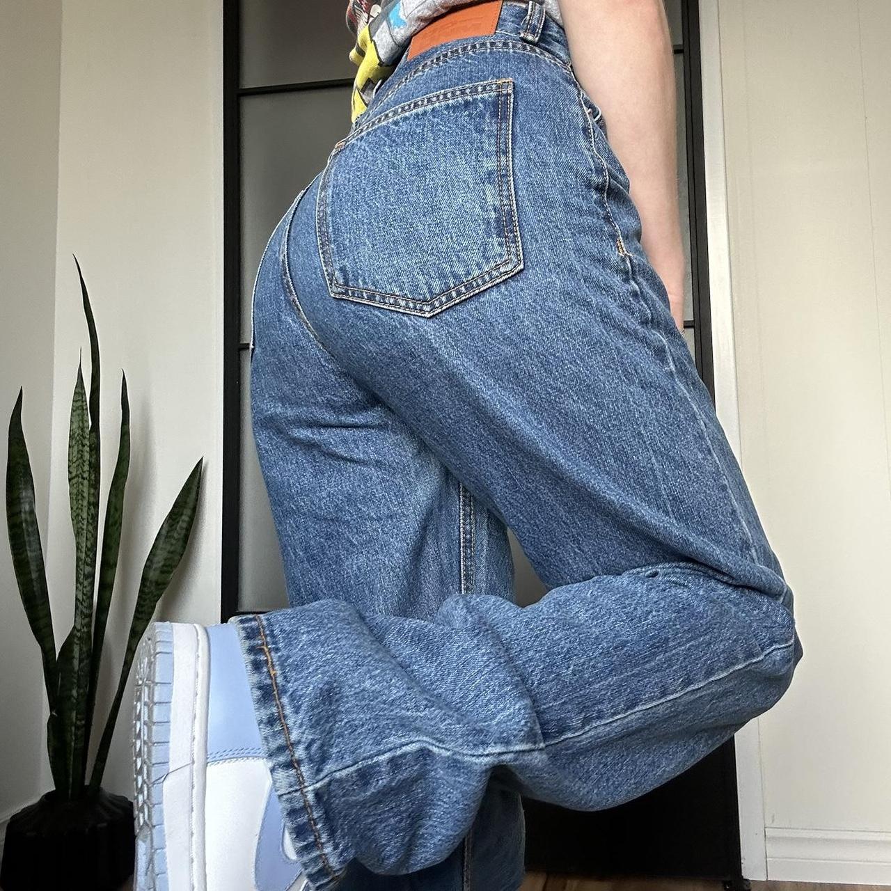 👖Dark Wash Long Baggy Boyfriend Jeans with... - Depop