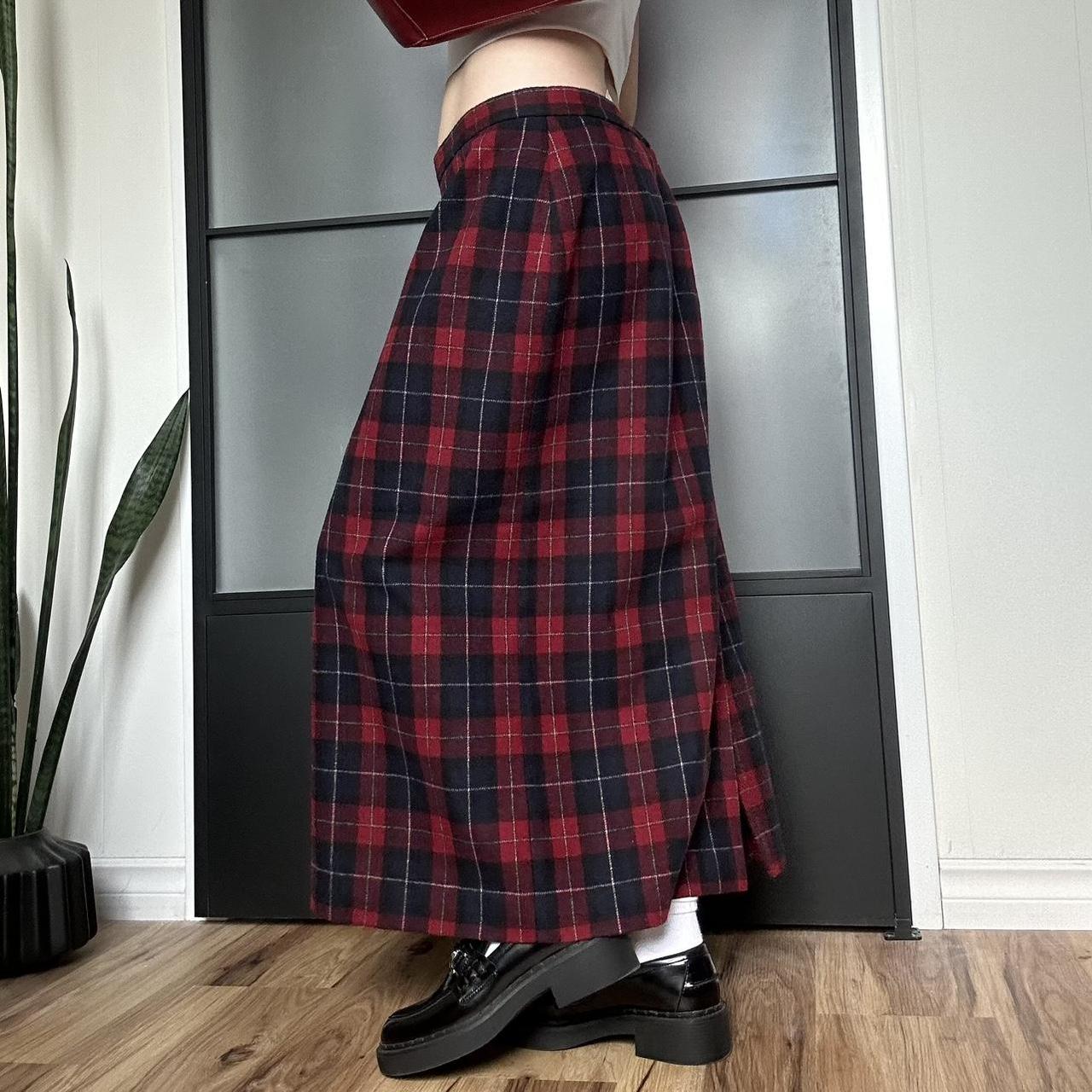 ♥️ 1980s Vintage Woven Plaid Maxi Skirt ♥️ Brand:... - Depop