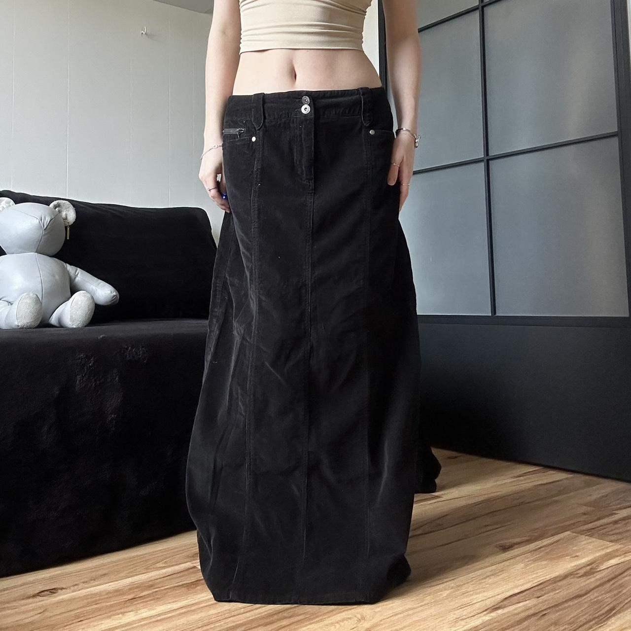 Vintage 00s Black Corduroy Maxi Skirt Brand Depop