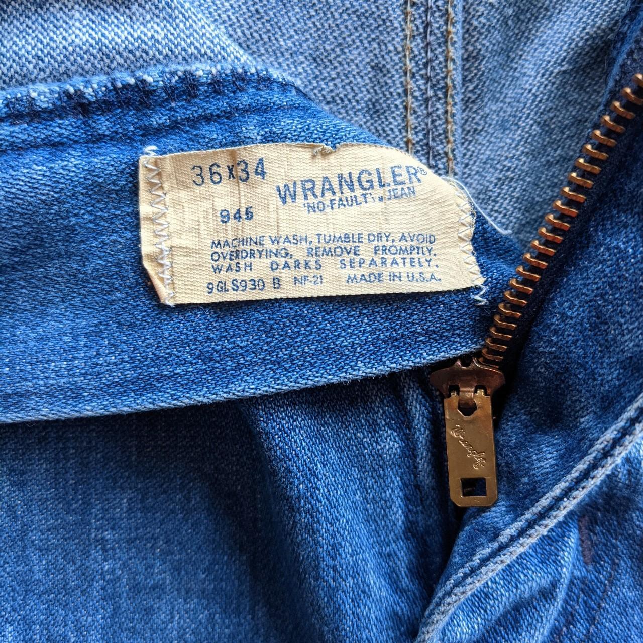 Vintage 70s Wrangler No Fault denim medium light... - Depop