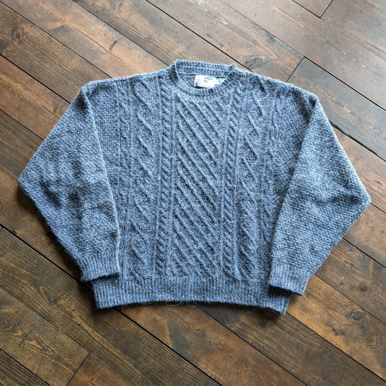 London Fog Men's Grey and Blue Jumper | Depop