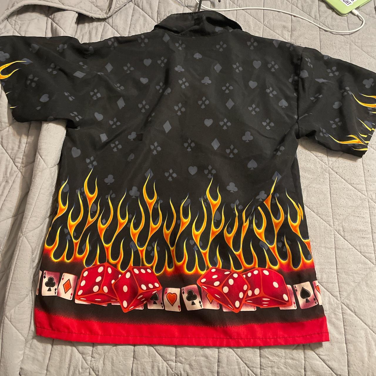 Vintage Mens Street Culture Flame Pattern S/S Shirt GUY FIERI