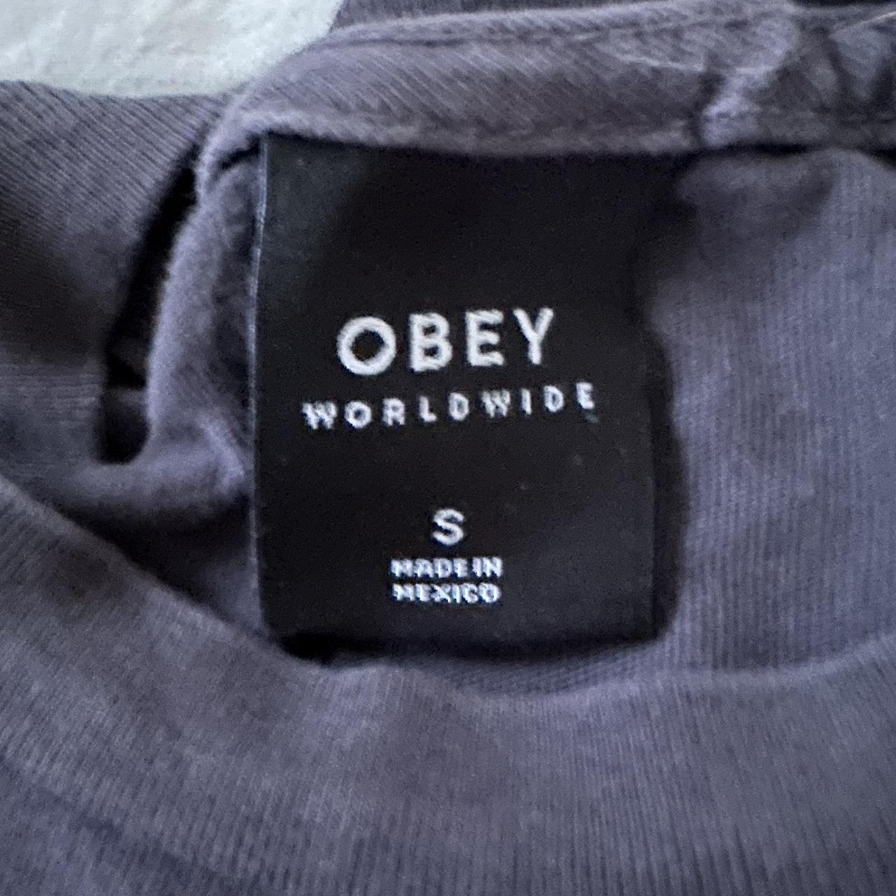 Obey Women's Grey and Purple T-shirt (3)