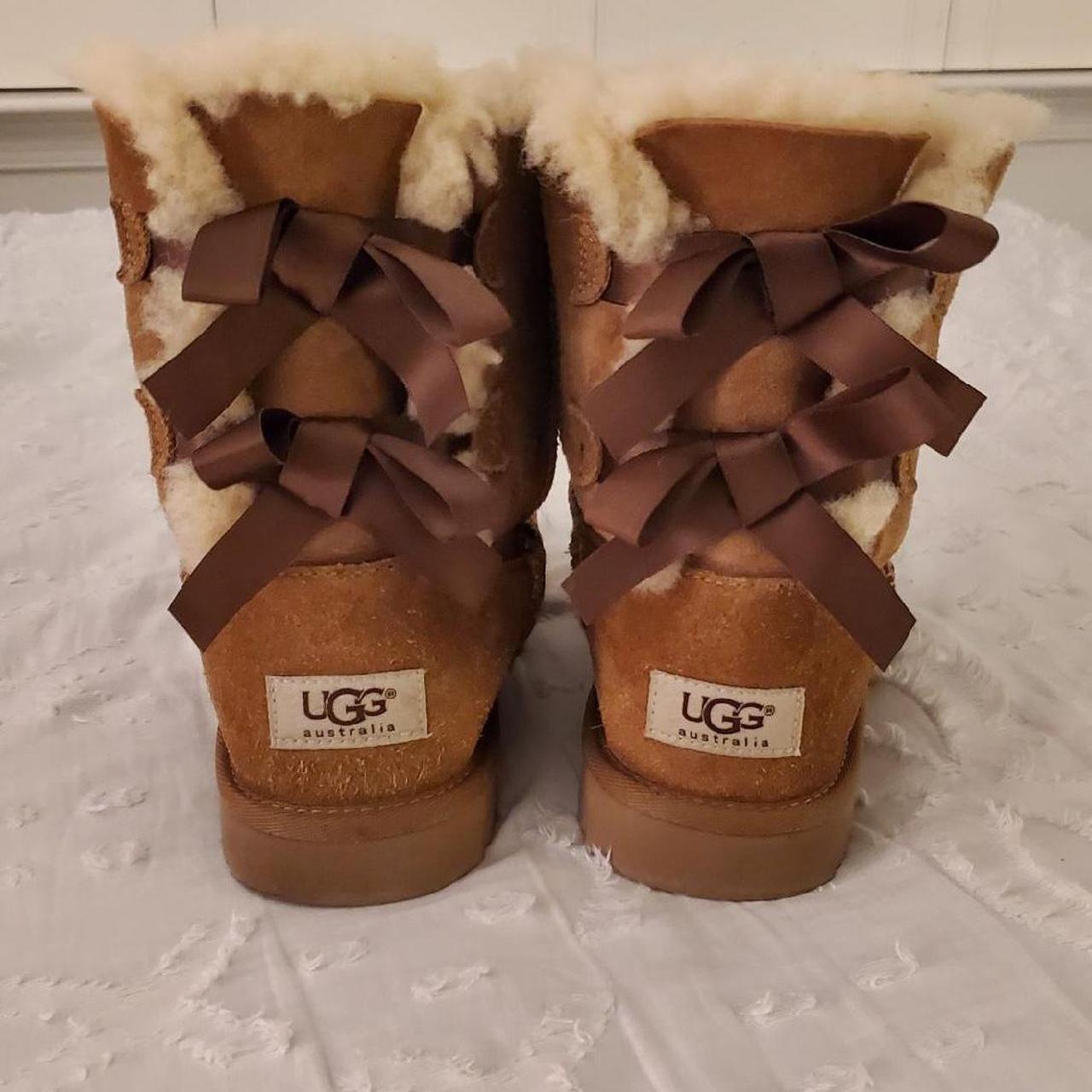 Chestnut uggs size 4 w/ bows barely worn uggs... Depop