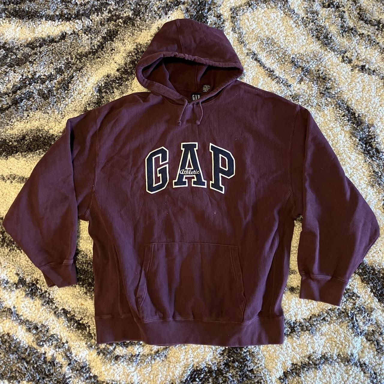 Y2K Maroon Gap Athletic Hoodie This oversized... - Depop