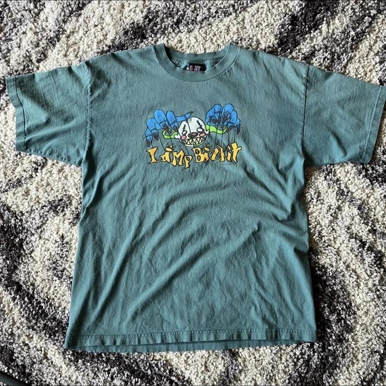 Vintage 90s Limp Bizkit Tee This turquoise/green... - Depop