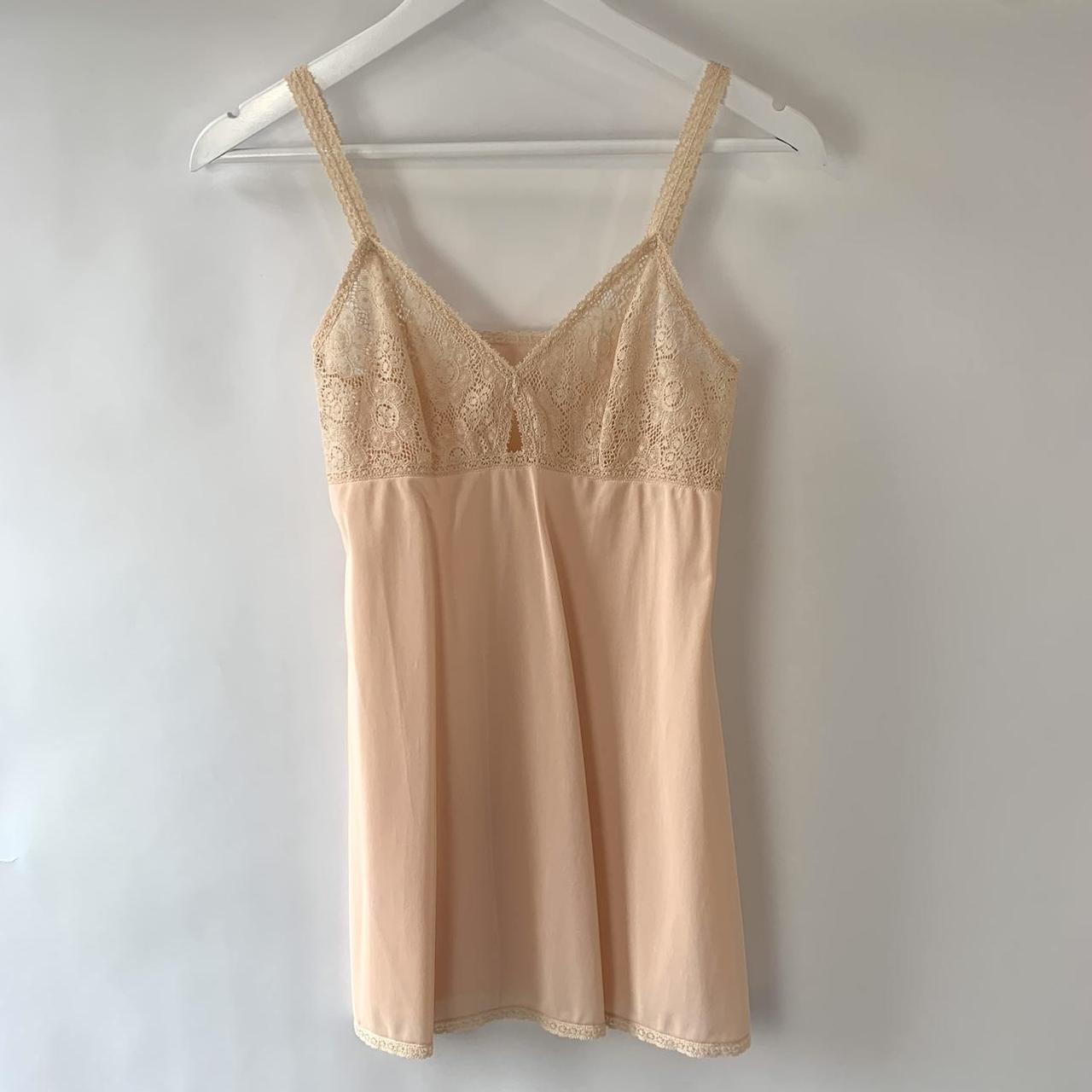 00s peach sheer lace slip dress In good condition... - Depop