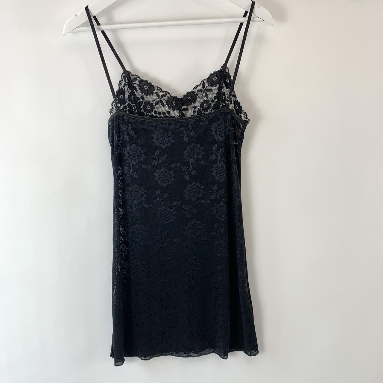 00's black floral lace slip dress Brand is Pasha In... - Depop