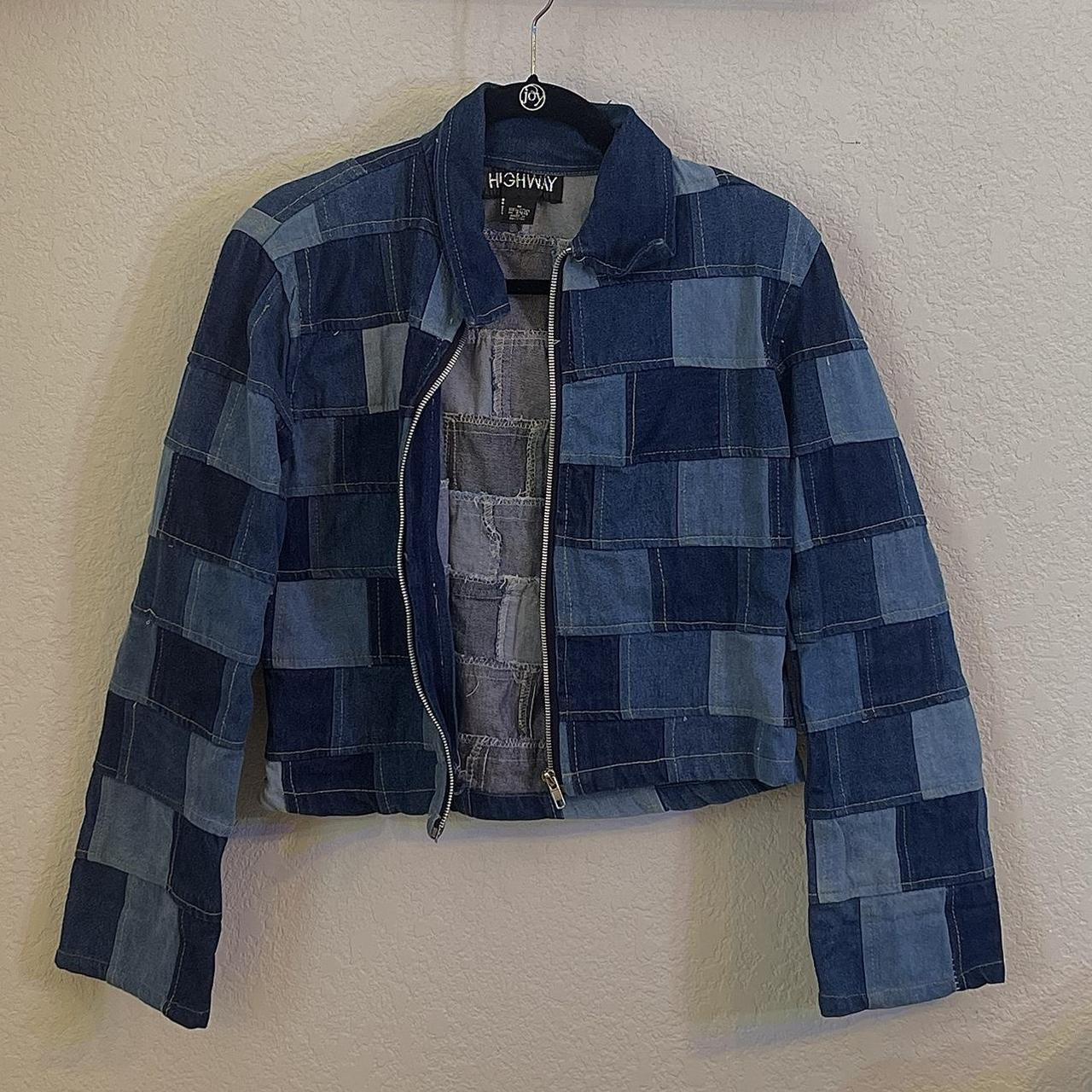 RE/DONE Patchwork Cropped Zip-Front Denim Jacket