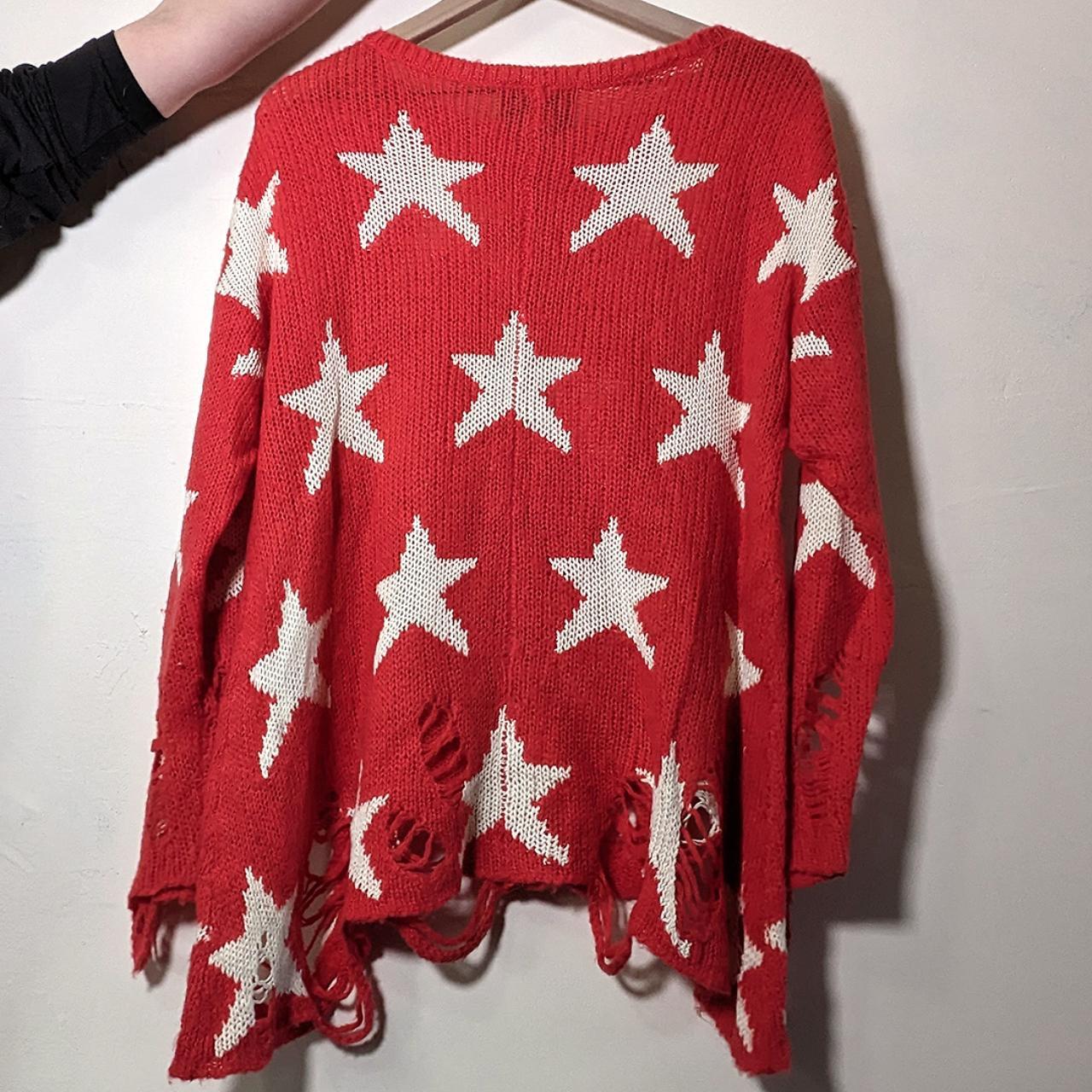 wildfox lennon distressed star sweater Depop