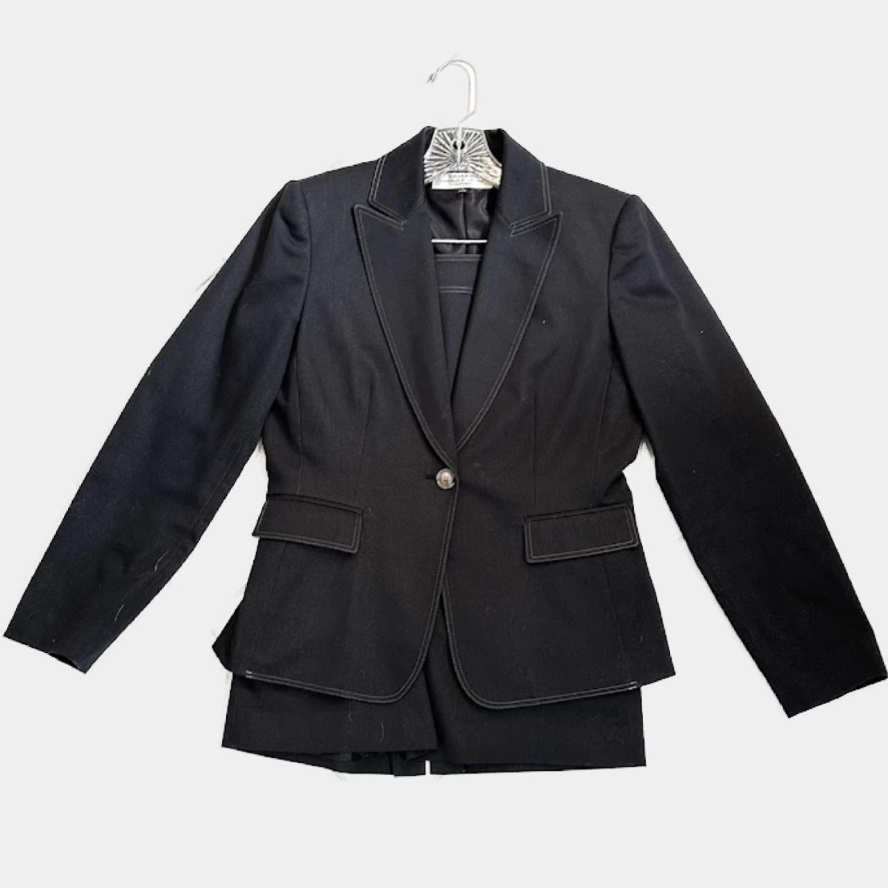 women's tahari size black blazer skirt set Depop