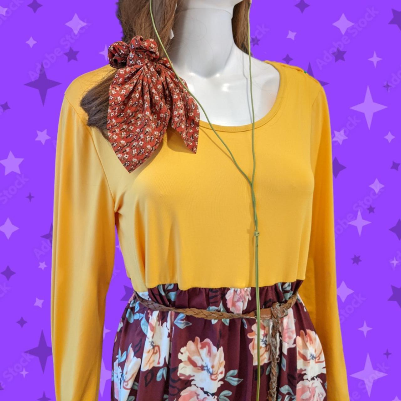 Burgundy skirt yellow outlet top