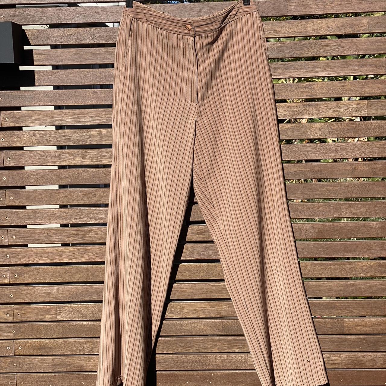 pinstripe pants brown