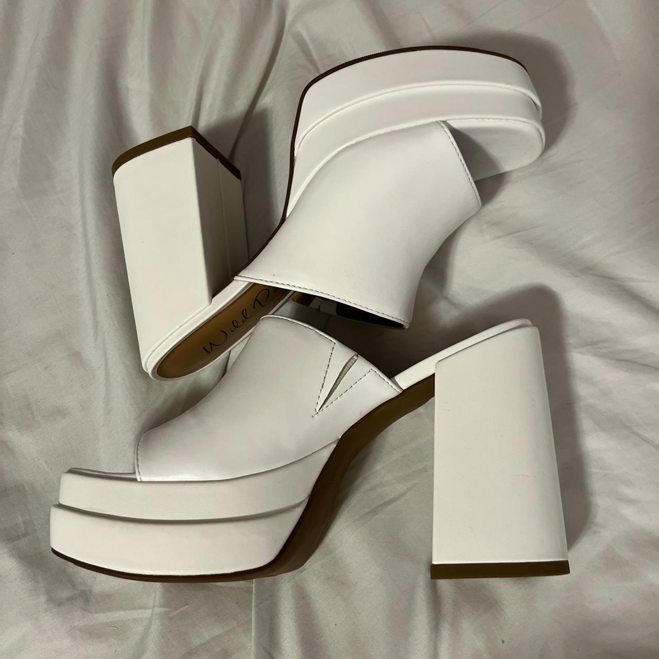 white chunky heels wide fit