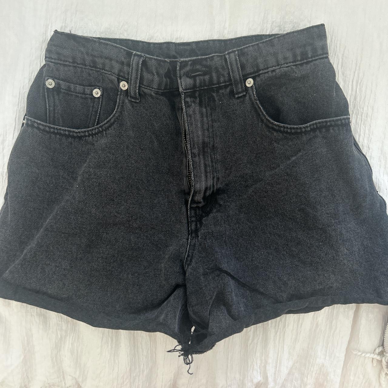 GHANDA light black wash denim shorts size 6 AUS... - Depop