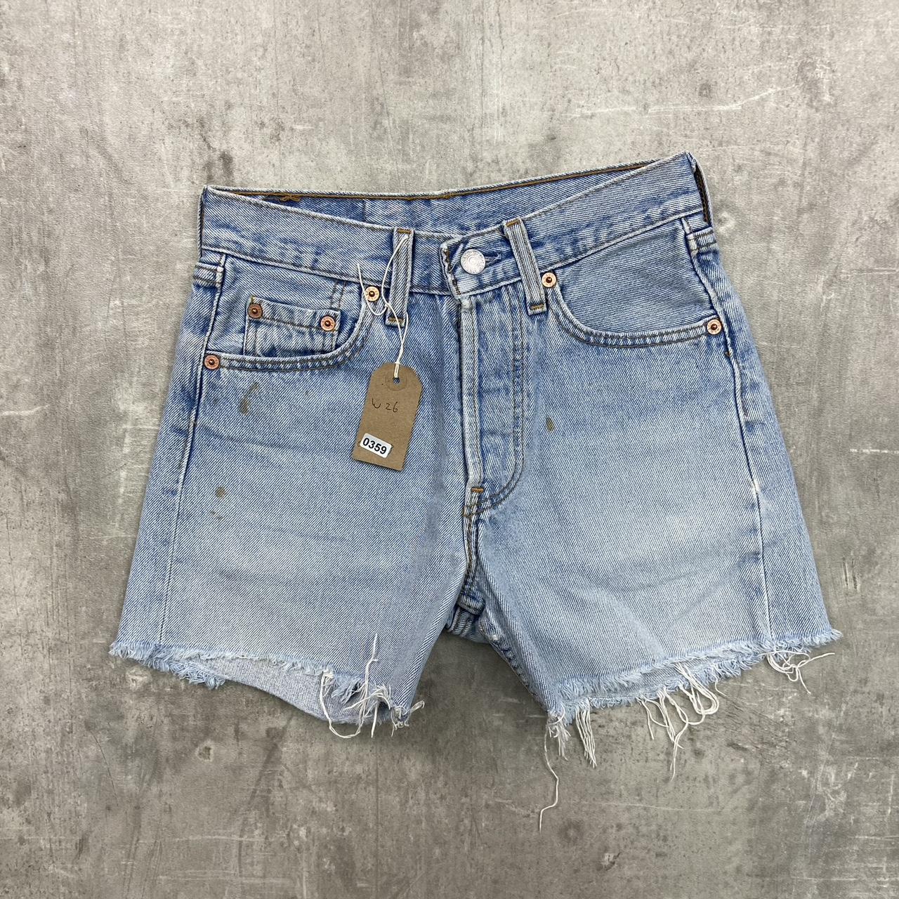 Levis 501 Jorts Light Blue Wash Raw Hem Denim Depop 3880