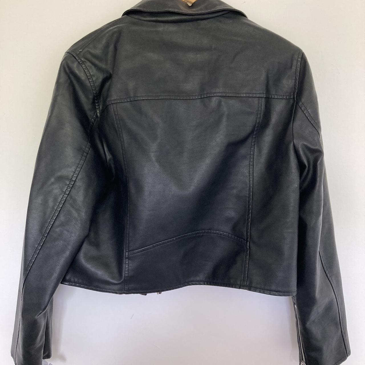 Miss Selfridge, black leather jacket with silver... - Depop