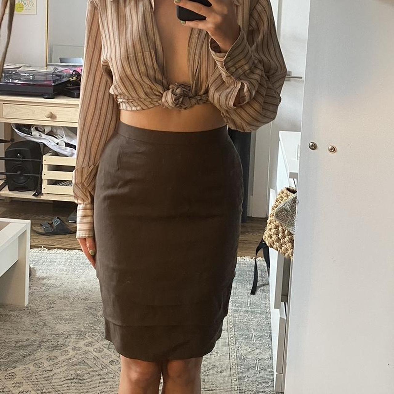 Dark brown clearance suede pencil skirt