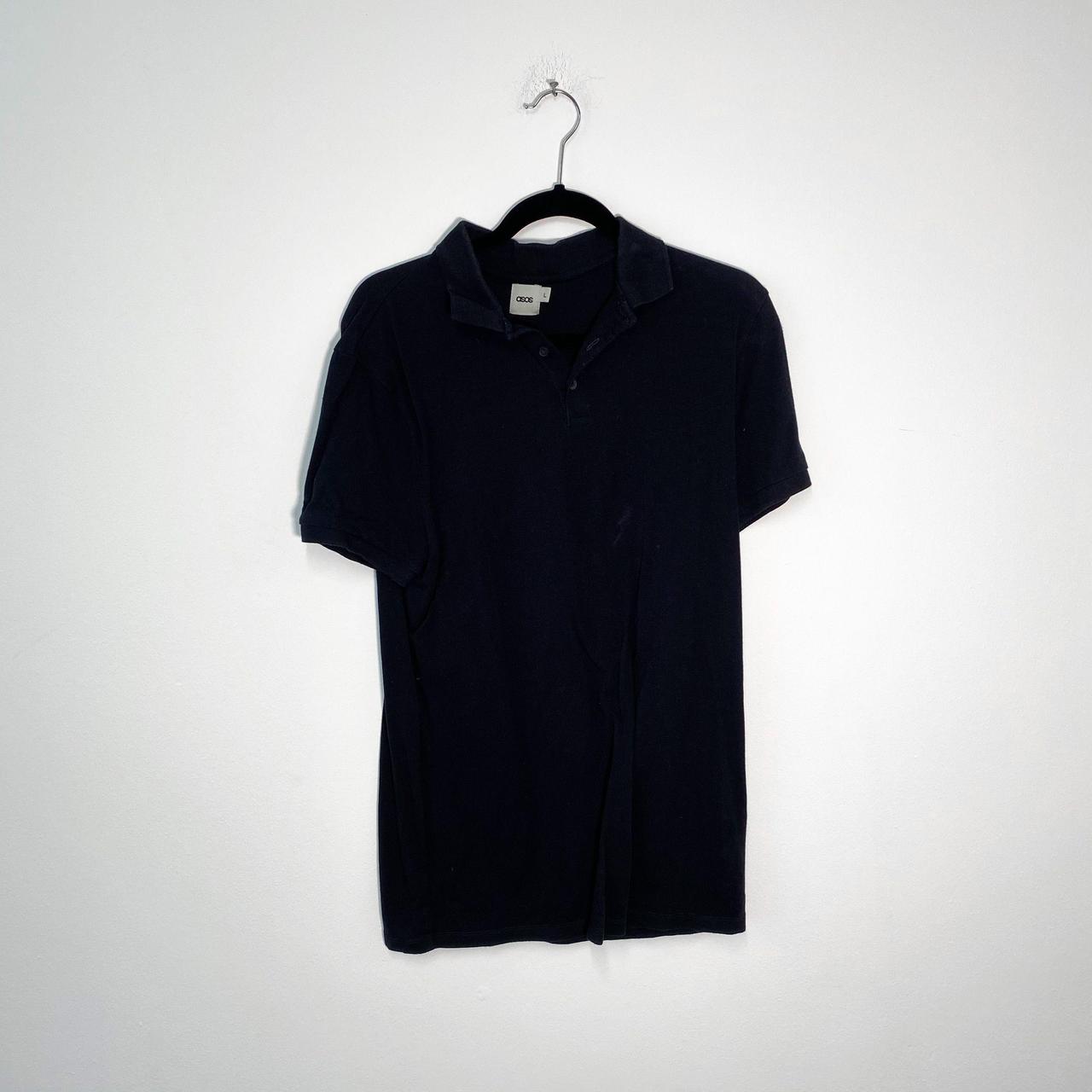 Asos Mens Tall Black Casual Polo Shirt Size L Depop