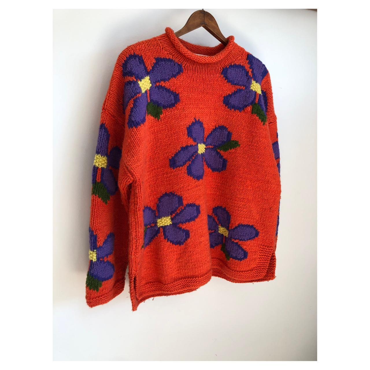 Vintage Quichua Village chunky wool daisy floral Depop