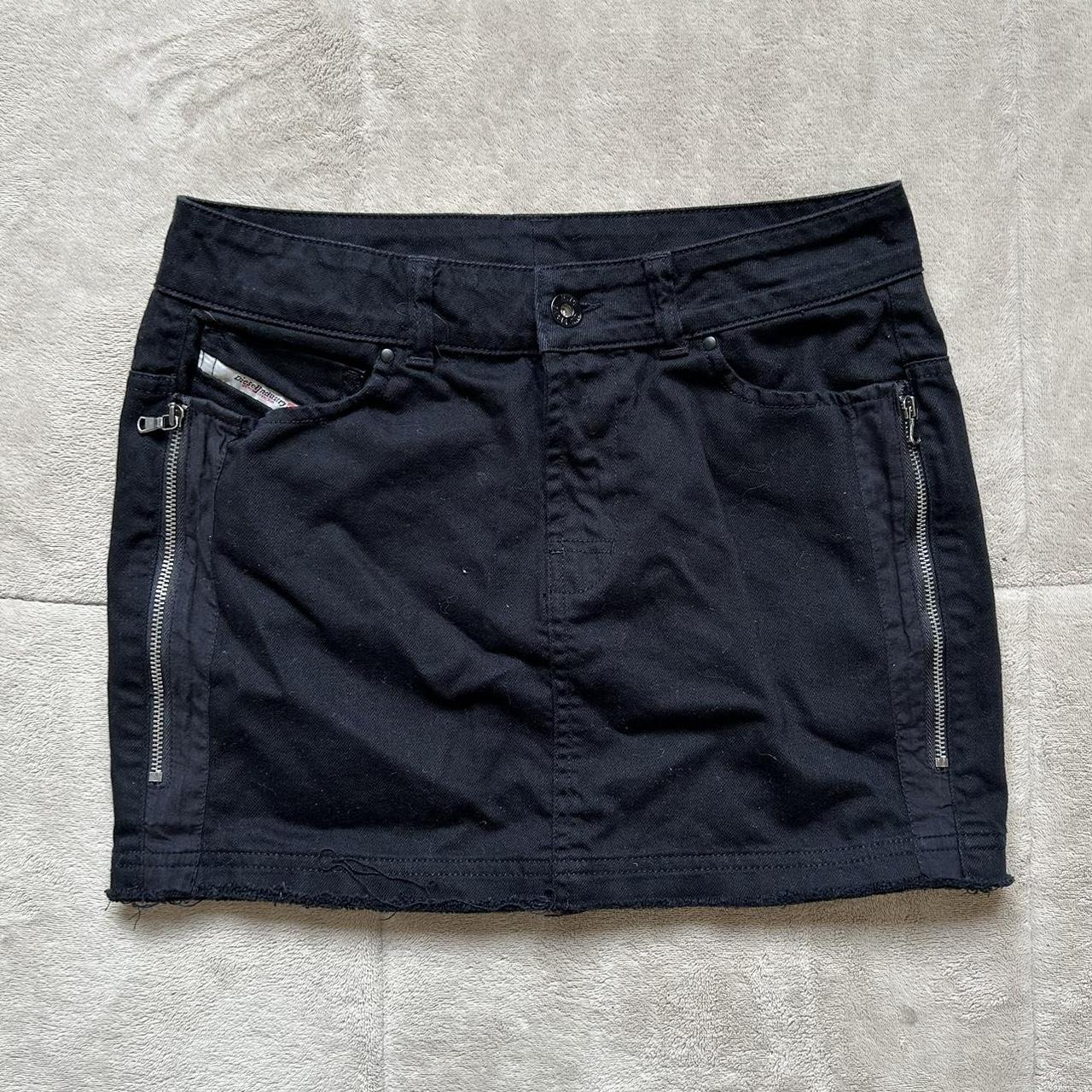 Vintage 90s Grunge Black Denim Diesel Mini Skirt... - Depop