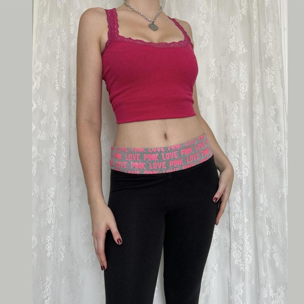 Top Victoria’s Secret pink logo black leggings