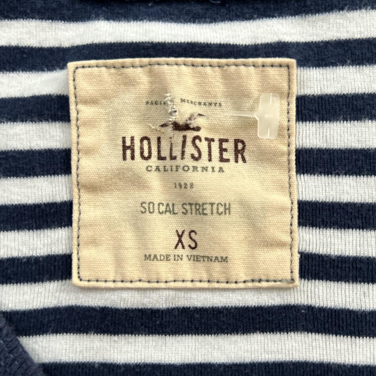 Hollister Blue and White Striped Lace Up Henley Top in XS Great Condition